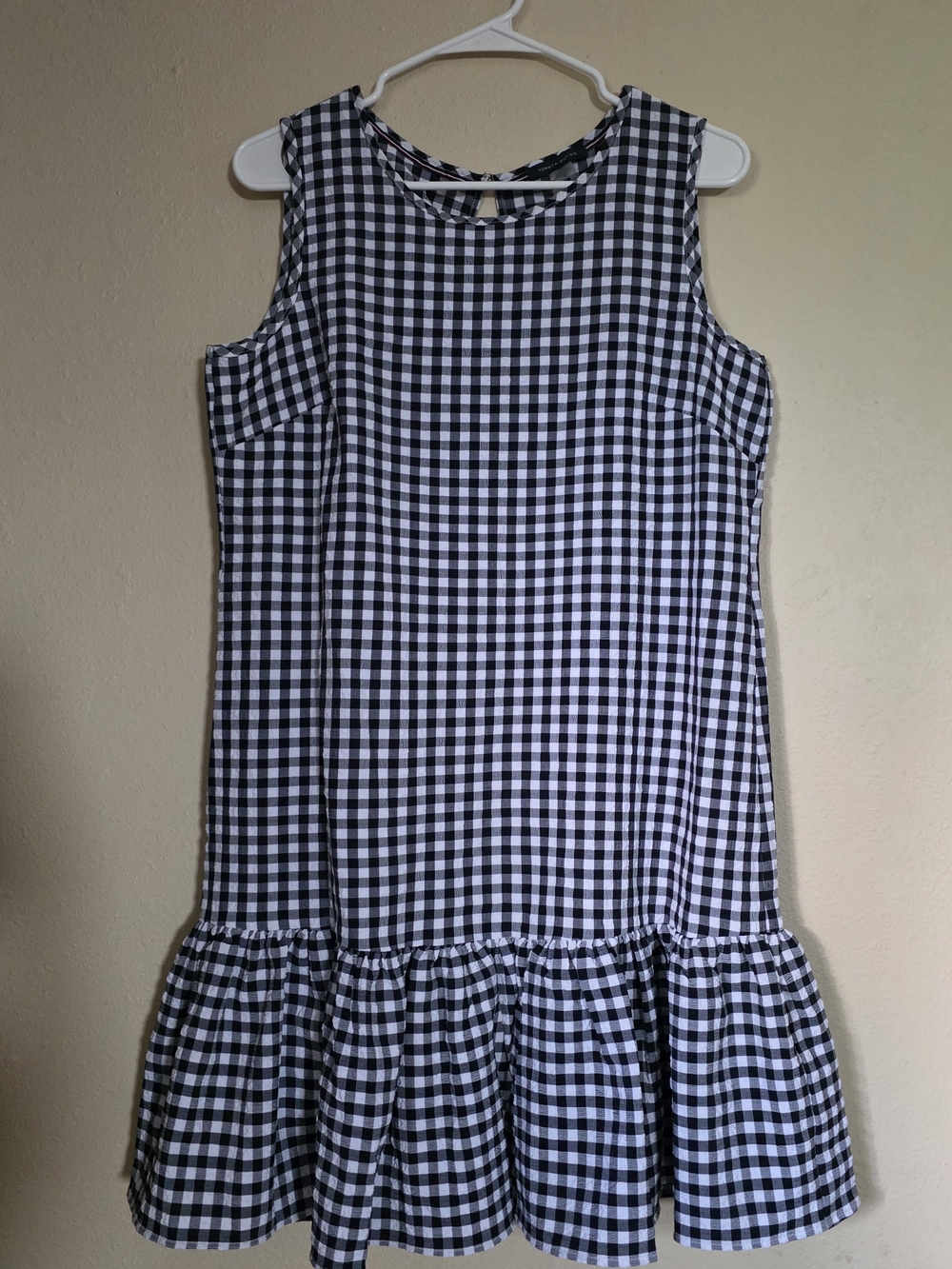 Tommy Hilfiger Navy Blue & White Gingham Sleeveless Mini Dress